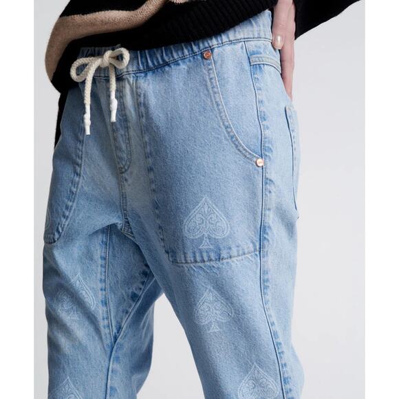 NWT-ONETEASPOON Ace of Spades Boyfriend Blue Jeans Pull On Denim Sz:XXS Ret$180 - Picture 4 of 9